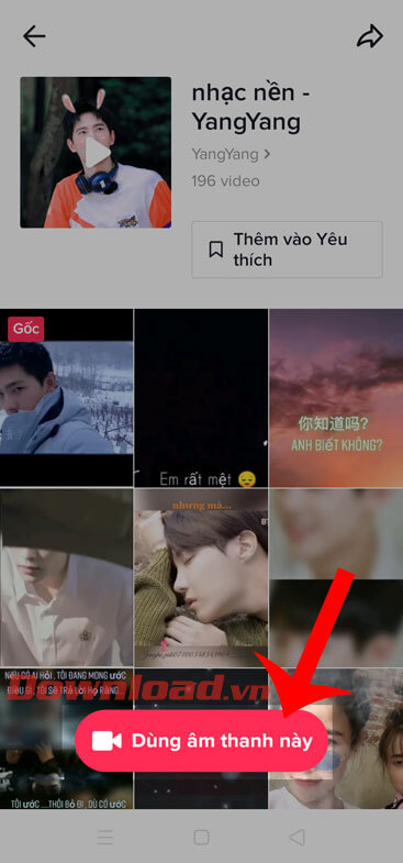 Ấn nút Dùng âm thanh