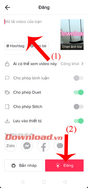 Đăng video TikTok