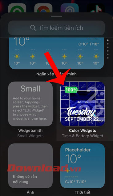 Nhấn vào mục Color Widgets