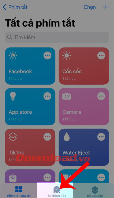Nhấn vào mục Tự động hóa