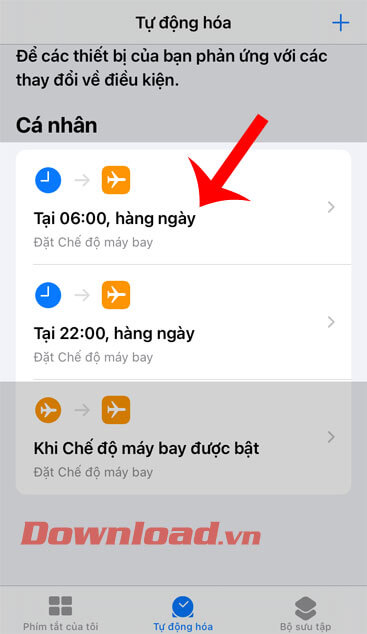 Đã hẹn giờ bật/tắt tự động Chế độ máy bay