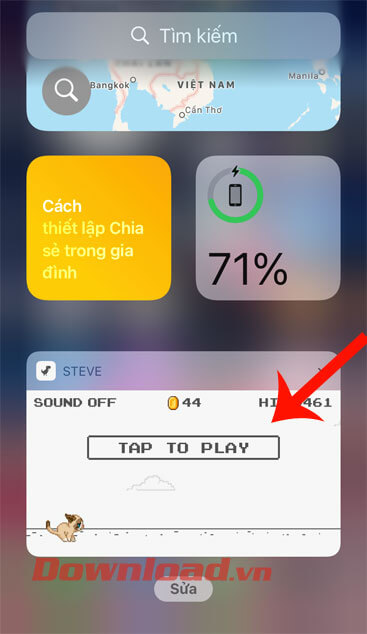 Chơi game trên Widget
