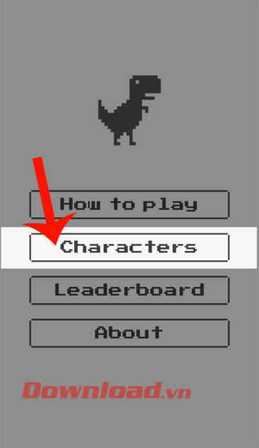 Nhấn vào mục Characters
