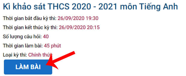 Nhấn nút Làm bài