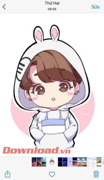 Vuốt màn hình lên phía trên