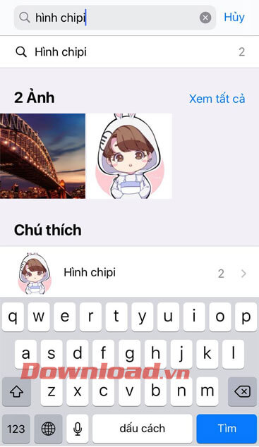 Nhập caption và tìm kiếm hình ảnh