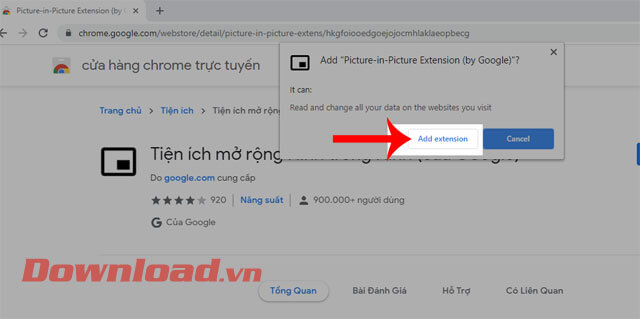 Ấn vào nút Add Extension