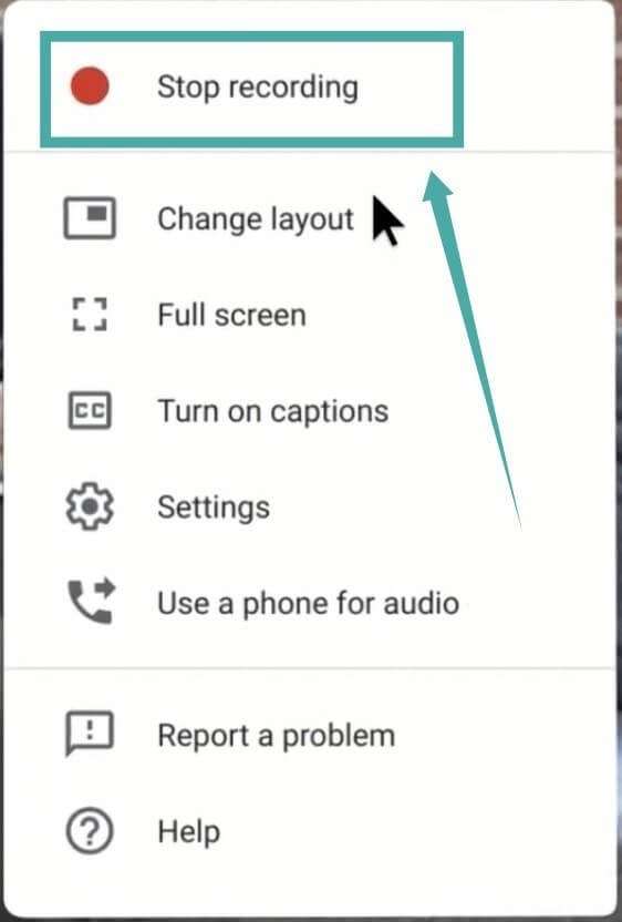 Dừng ghi hình trên Google Meet