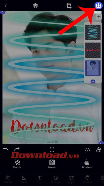 Nhấn vào biểu tượng mũi tên đi xuống