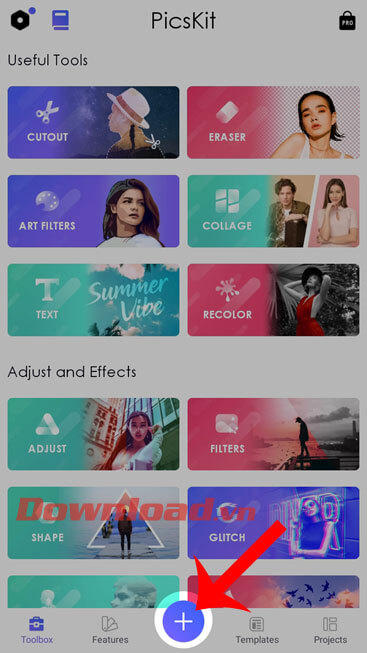 Nhấn vào biểu tượng dấu "+"