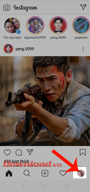 Nhấn vào hình ảnh đại diện