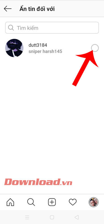 Chọn người mình muốn chặn Instagram