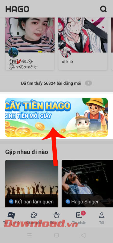 Nhấn vào quảng cáo Cây tiền hago