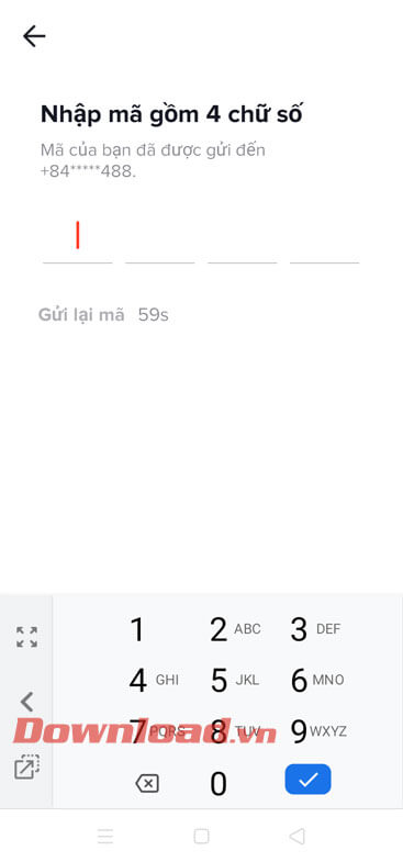 Nhập mã xác nhận