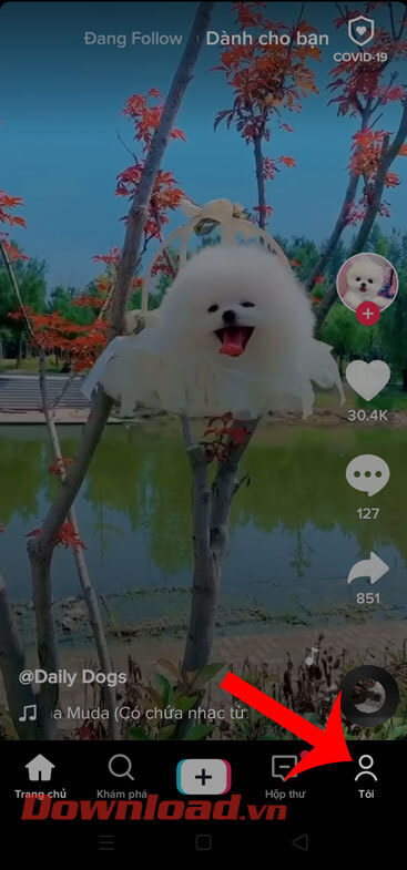 Nhấn vào biểu tượng tài khoản