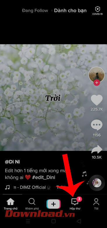 Nhấn vào biểu tượng tin nhắn