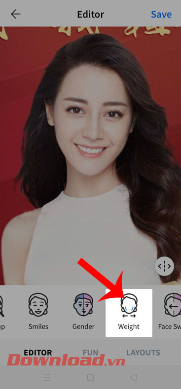 Ấn vào mục Weight