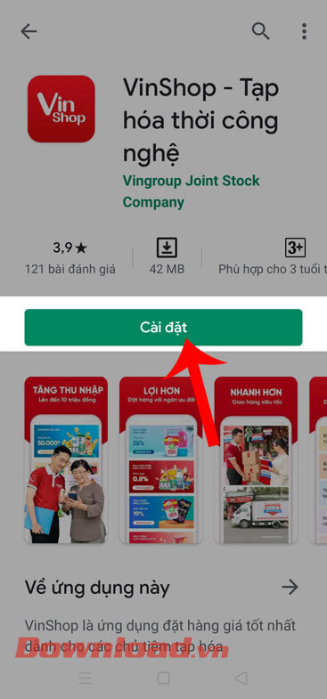 Ấn nút Cài đặt