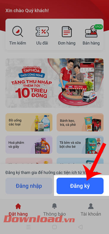 Ấn nút Đăng ký