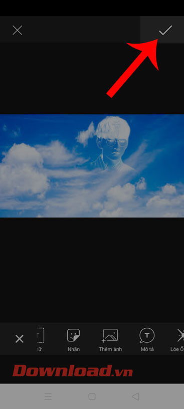 Nhấn vào dấu tick