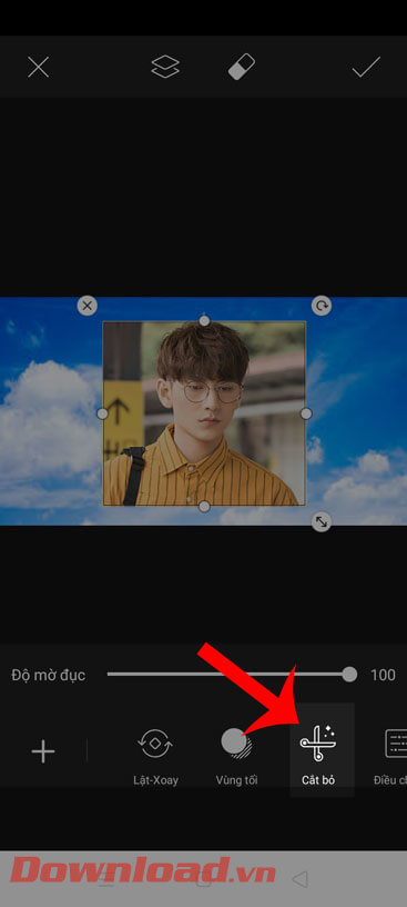 Nhấn vào mục Cắ bỏ