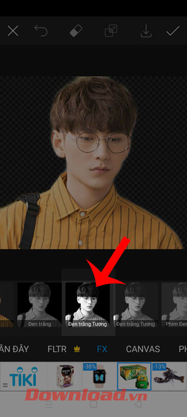 Chọn hiệu ứng trắng đen tương phản