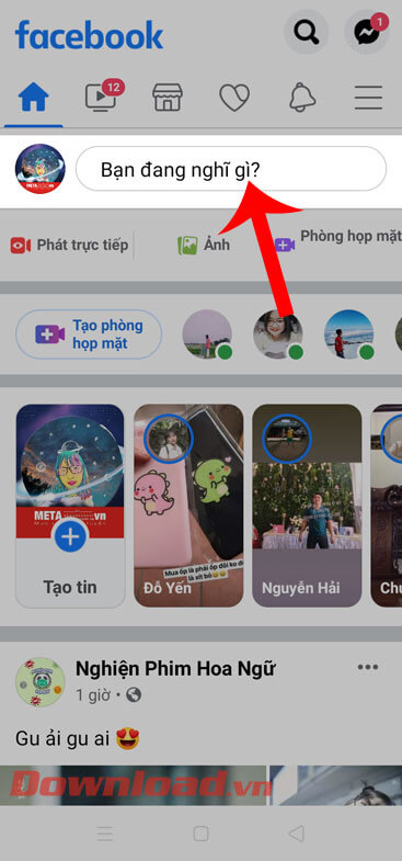Nhấn vào ô đăng dòng trạng thái