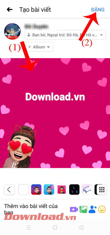 Viết status và ấn nút Đăng