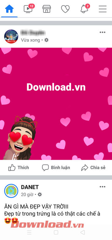 Status kèm hình avatar đã được đăng 