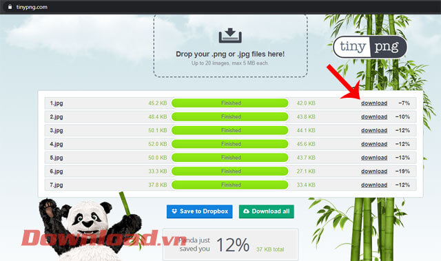 Nhấn vào nút Download hoặc Download All