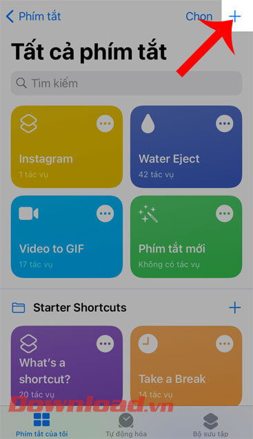 Nhấn vào biểu tượng dấu "+"