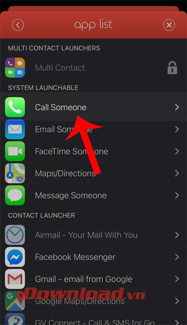 Chọn ứng dụng Call Someone