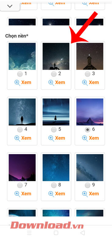 Chọn nền cho ảnh