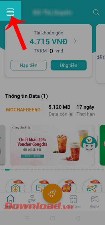 Ấn vào biểu tượng ba dấu gạch ngang