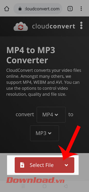 Ấn vào nút Select File