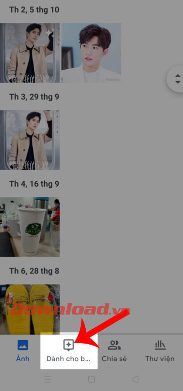 Nhấn vào mục Dành cho bạn