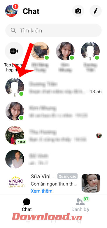 Nhấn vào cuộc hội thoại 