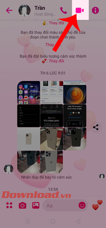 Ấn vào biểu tượng máy quay 