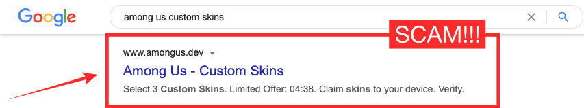 Một web Among Us giả