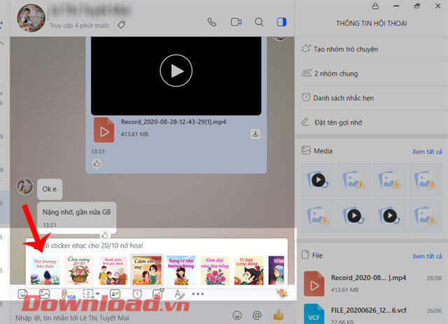 Chọn nhãn dán 20/10
