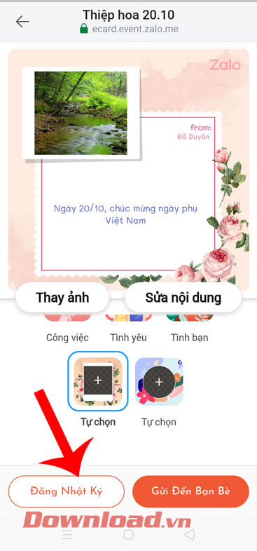 Đăng lên dòng thời gian hoặc gửi cho bạn bè