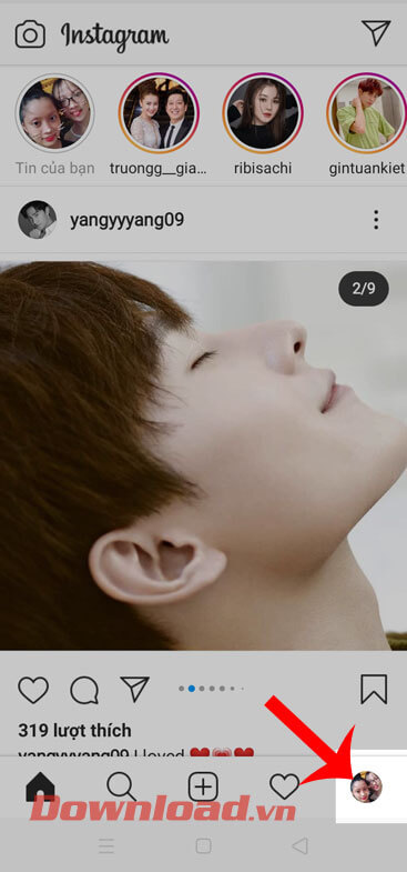 Nhấn vào hình ảnh đại diện 