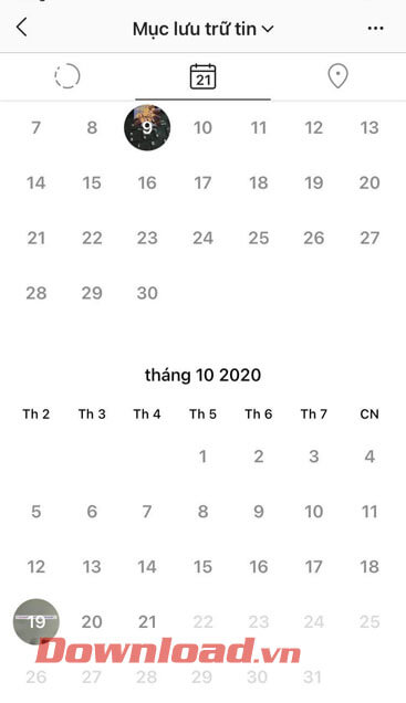 Tin được hiển thị trên lịch