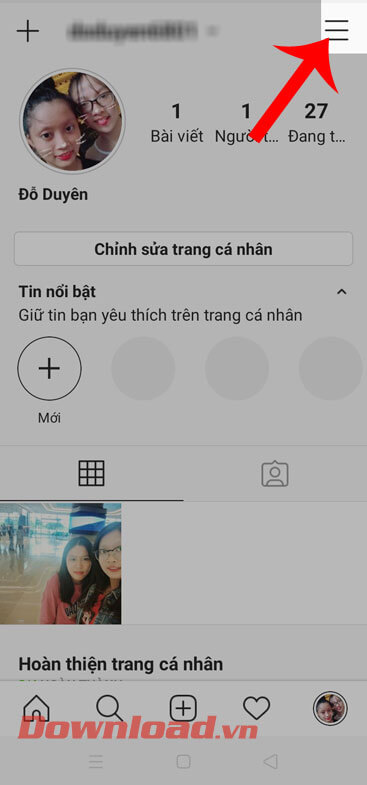 Ấn vào biểu tượng ba dấu gạch ngang