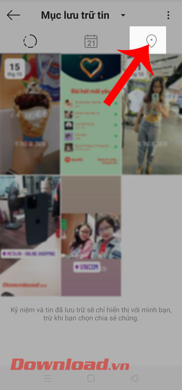 Nhấn vào biểu tượng vị trí