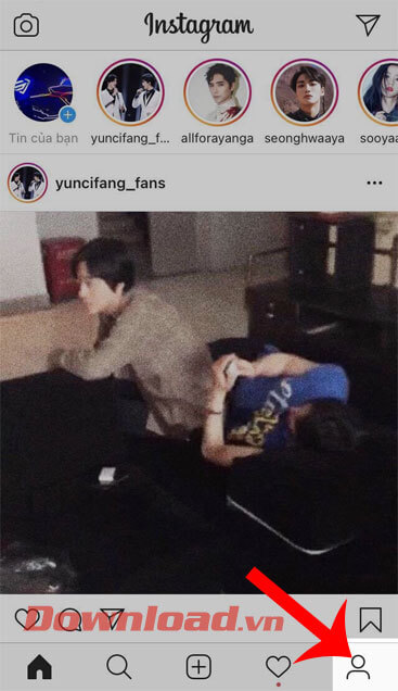 Nhấn vào biểu tượng tài khoản