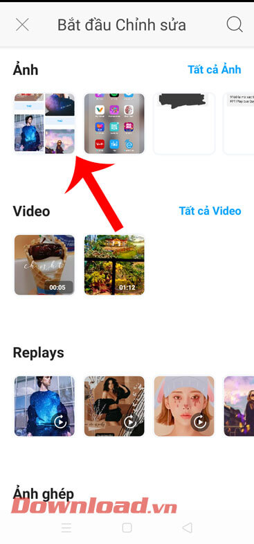 Chọn hình ảnh cần chỉnh sửa