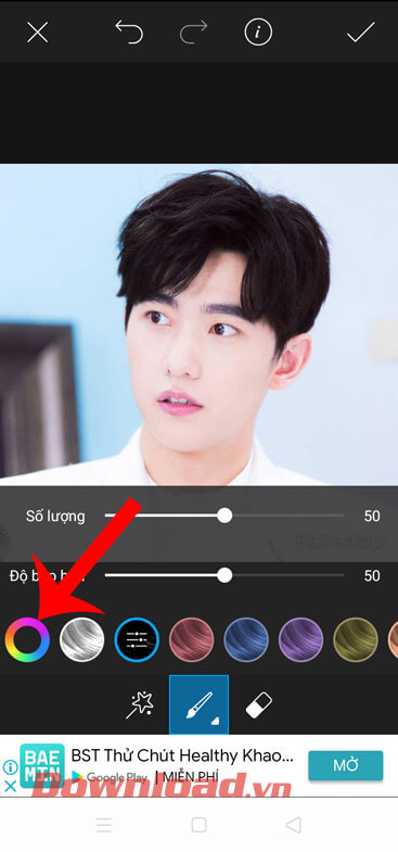 Chạm vào hình tròn màu sắc