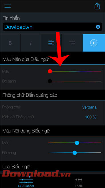 Điều chỉnh màu nền, màu chữ, phông chữ, cỡ chữ