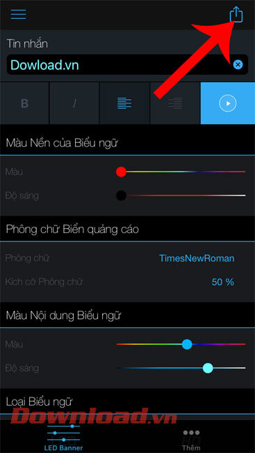 Nhấn vào biểu tượng mũi tên